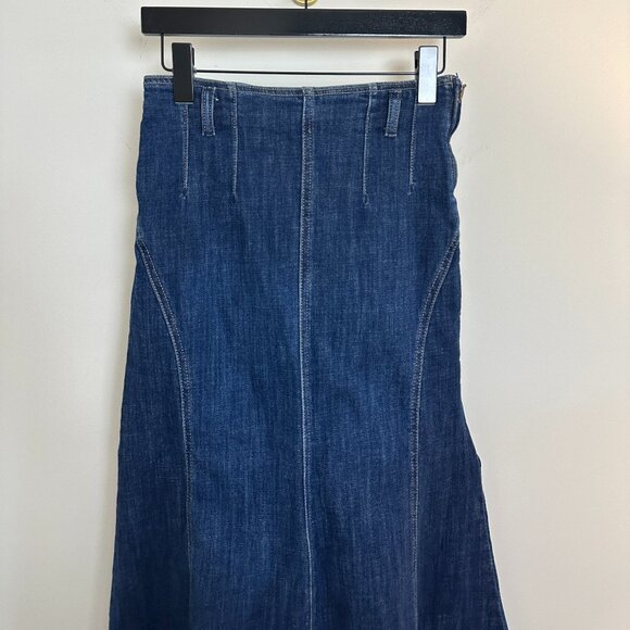 FREE PEOPLE Zia Denim Midi Skirt Size in Wash Bad Habits US 26 NWT - Picture 4 of 13